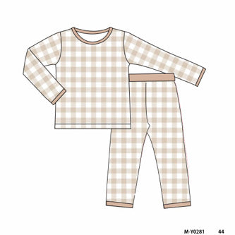 *PREORDER* Tan & White Gingham Two- Piece Set