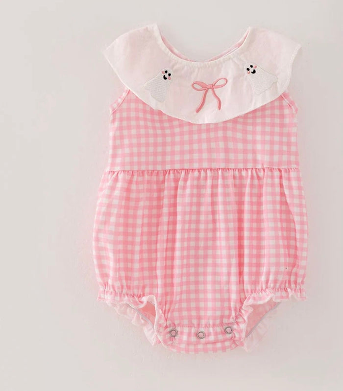 π» PREORDER Pink Gingham Ghost Bubble Romper