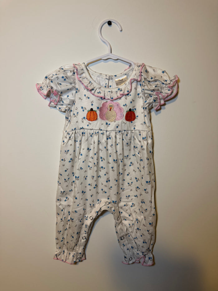 π Pink Turkey Floral Romper