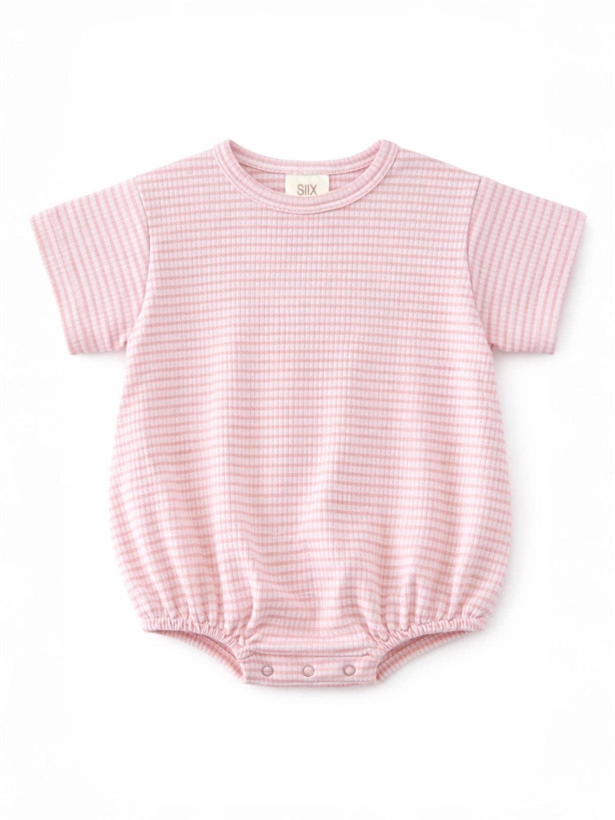 🎀 Pretty in Pink Ribbed Bubble Romper