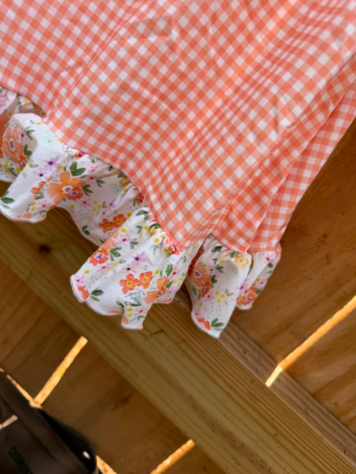 🎃 Floral Pumpkin Gingham Dress