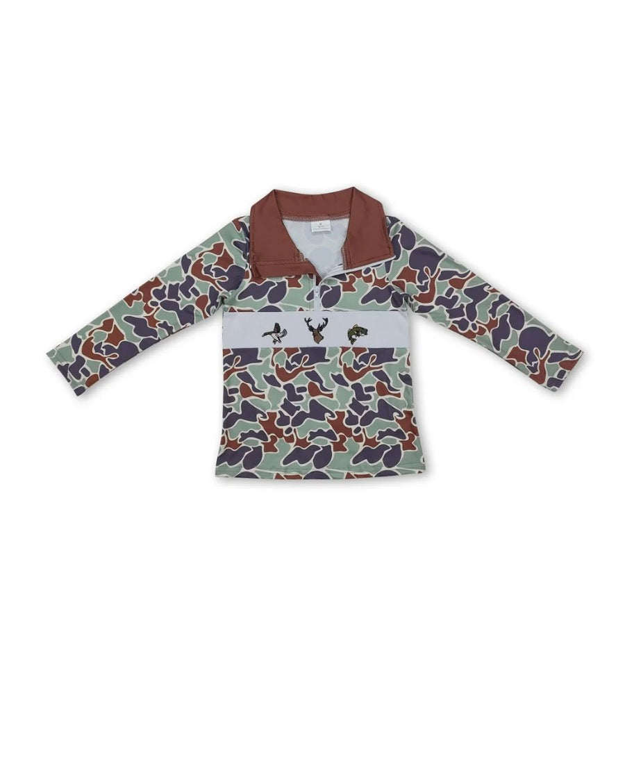 🦌 Camo Outdoors Quarter-Zip Pullover — Weekly Preorder