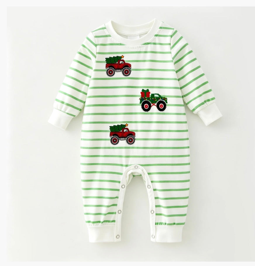 🎄 Christmas Monster Truck Romper — Weekly Preorder