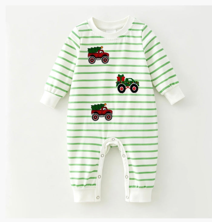🎄 Christmas Monster Truck Romper — Weekly Preorder