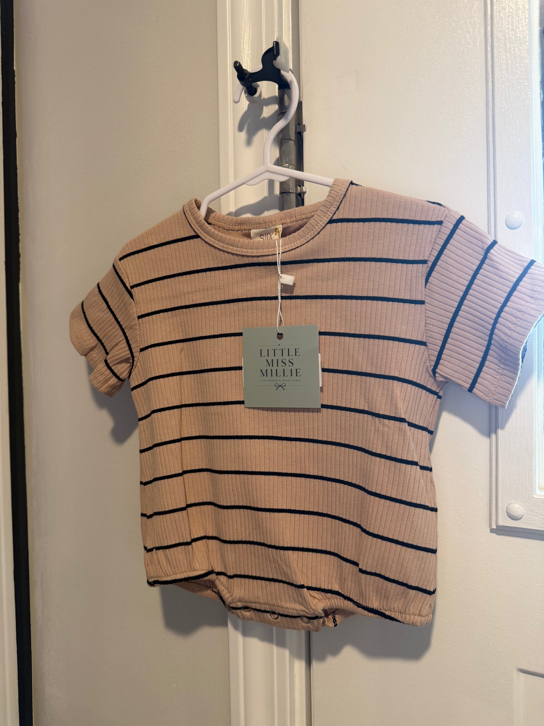 Oatmeal Stripe Bubble Romper