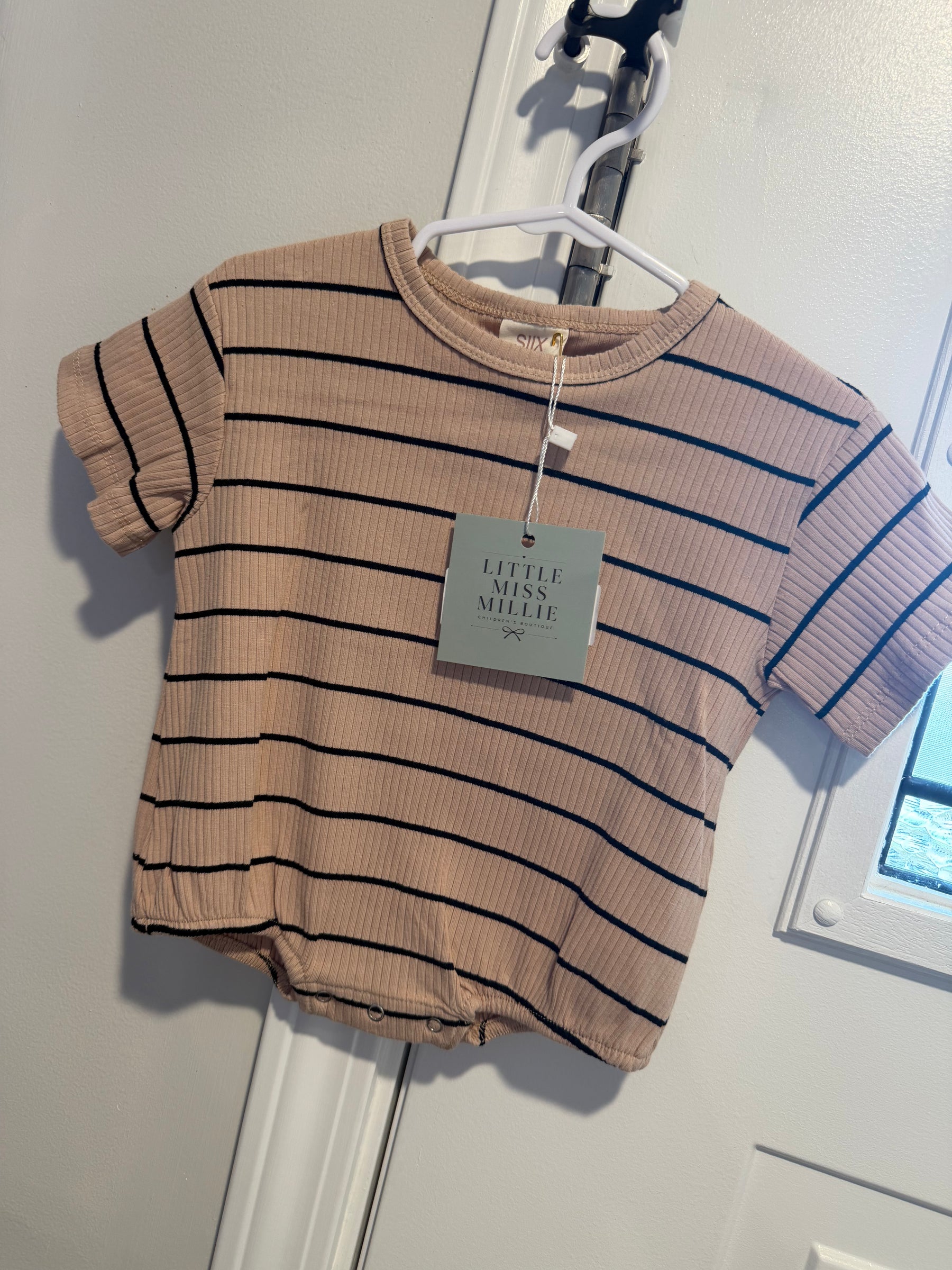 Oatmeal Stripe Bubble Romper
