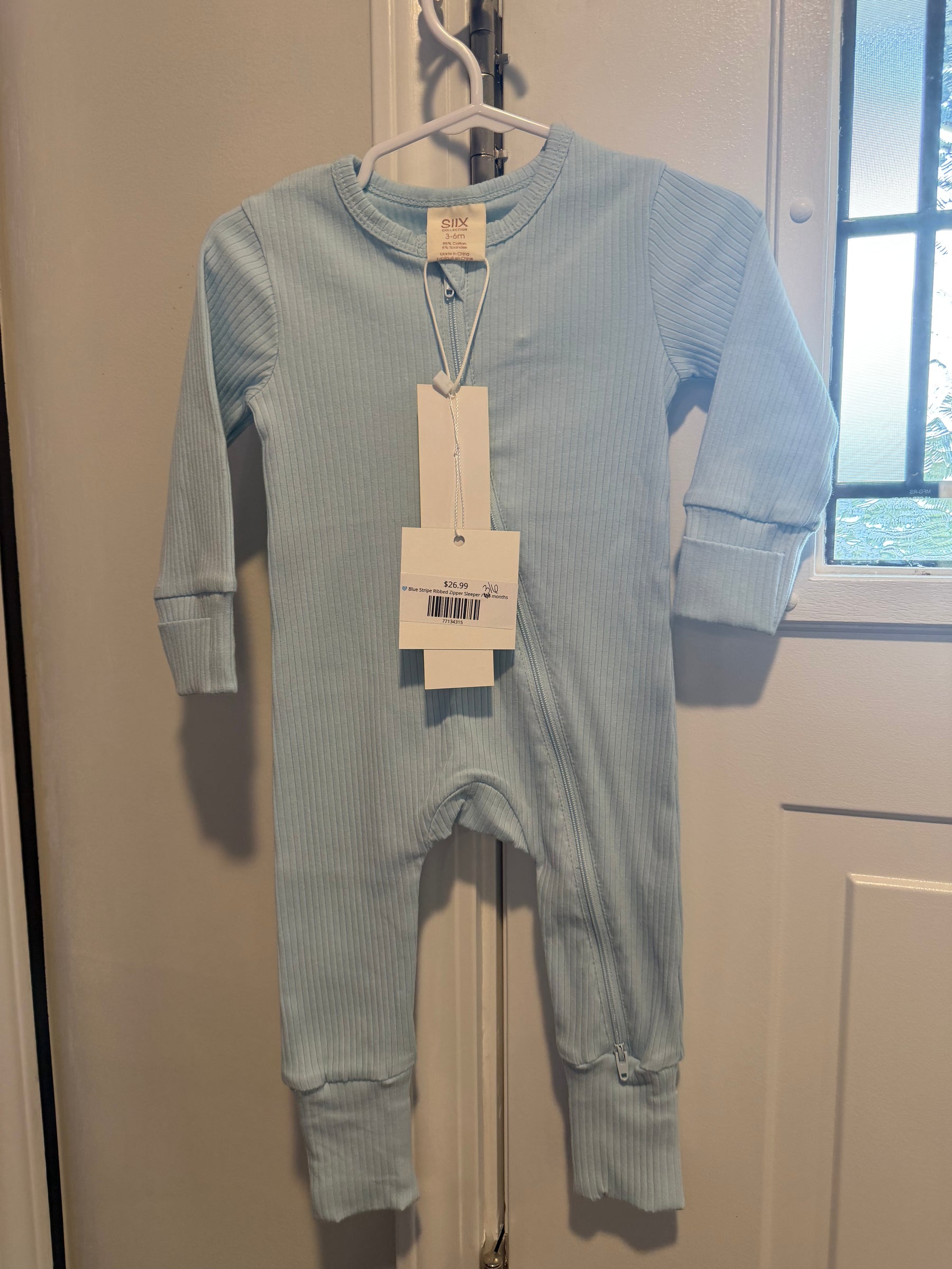 Baby Blue Ribbed Sleeper