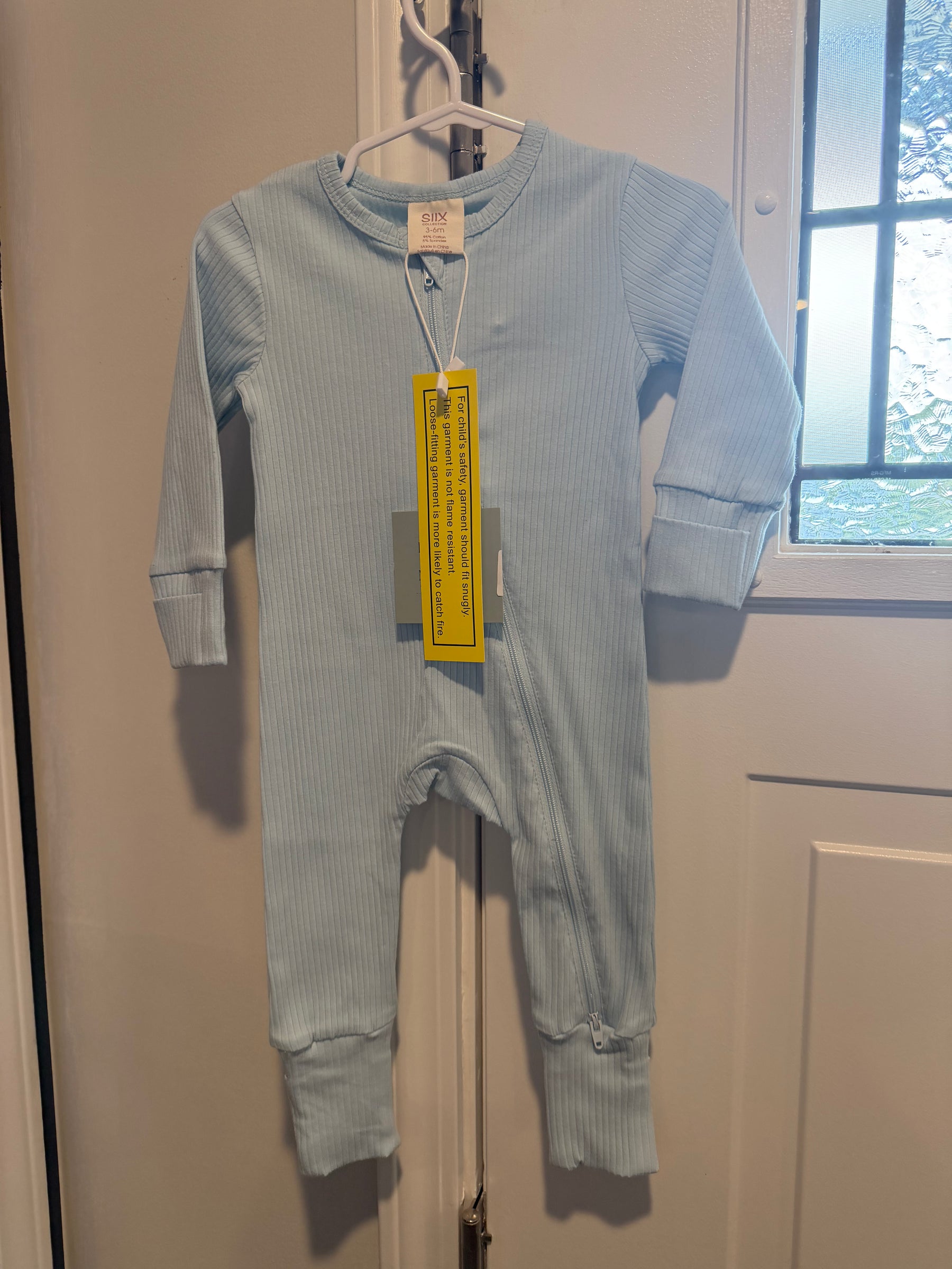 Baby Blue Ribbed Sleeper