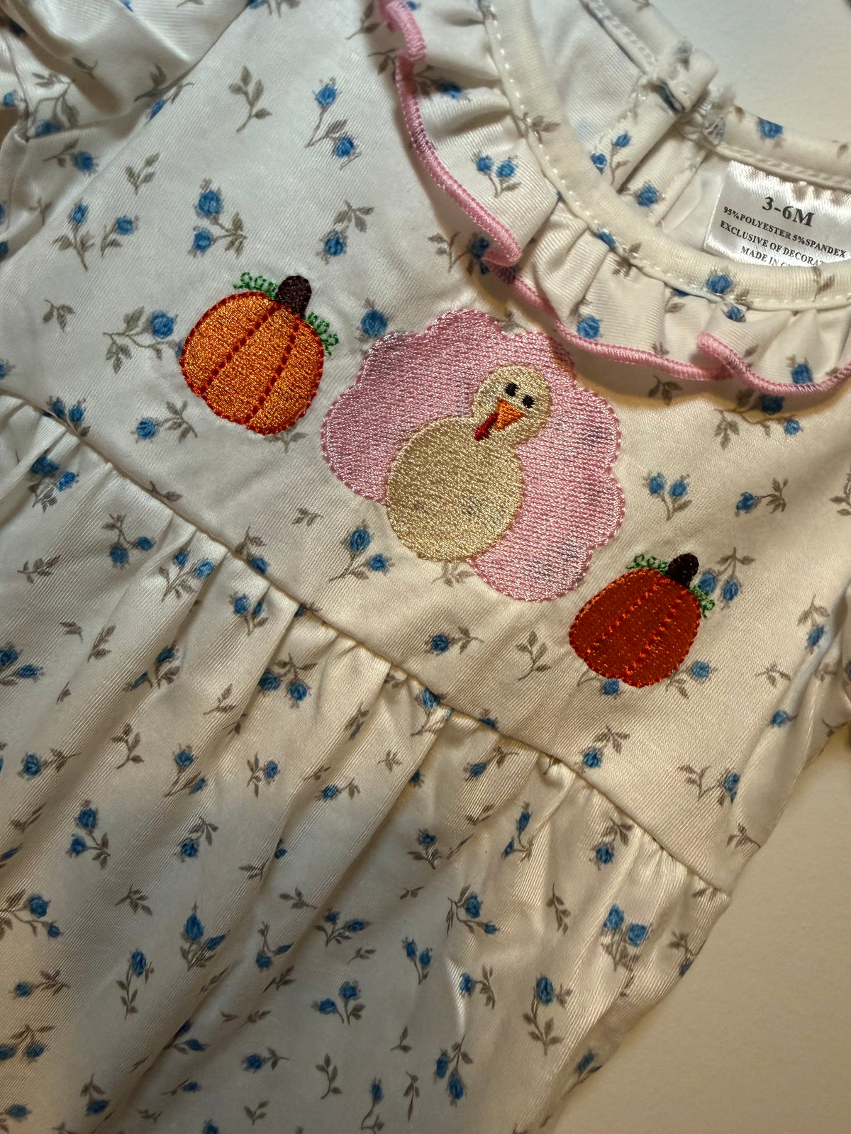 🎀 Pink Turkey Floral Romper